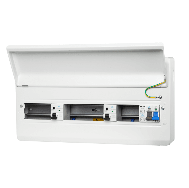 Whitecliffe WME22100TR/SP 22 Module Metal Consumer Unit with 100A Main Switch, 2x 100A RCD and Surge Protection Device (SPD) - 14 Usable Ways