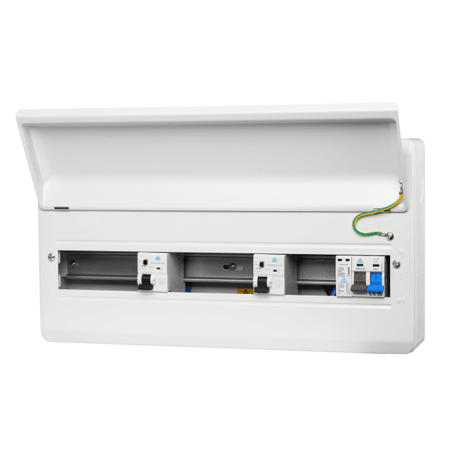 Whitecliffe WME2280TR/SP 22 Module Metal Consumer Unit with 100A Main Switch, 2x 80A RCD and Surge Protection Device (SPD) - 14 Usable Ways