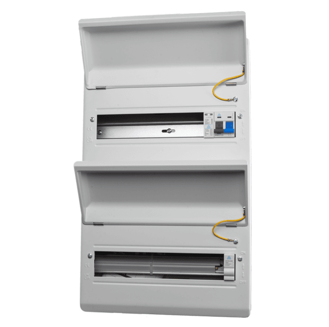 Whitecliffe WME28/SP 28 Way Metal Consumer Unit with 100A Main Switch and Surge Protection Device (SPD) - 24 Usable Ways