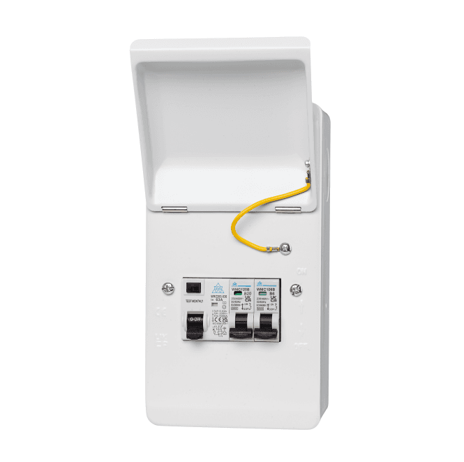 Whitecliffe WMGU04/620 63A RCD Metal Garage Consumer Unit with 6A and 20A MCBs