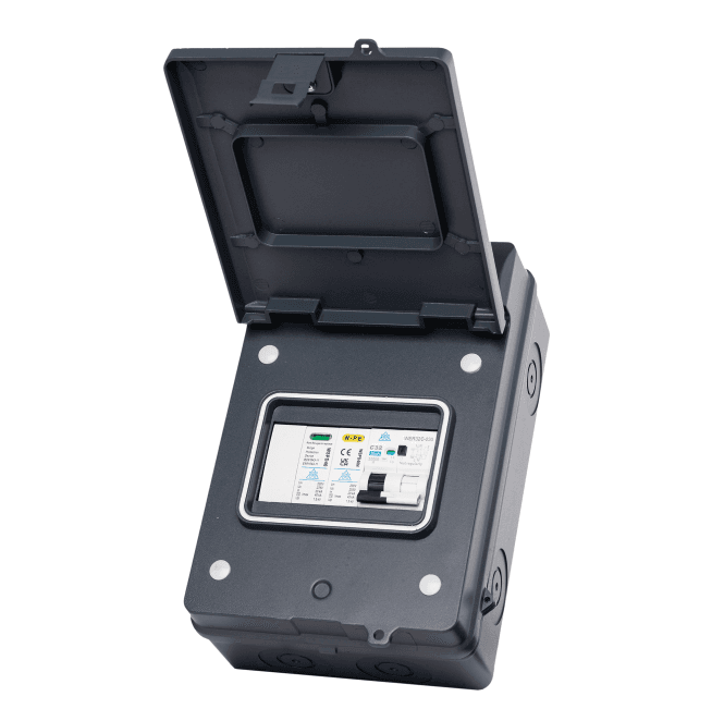 Whitecliffe WMIP32CSP 5 Module IP65 Electric Vehicle (EV)/Solar Photovoltaic (PV) Protection Enclosure, A Type 32A C Curve RCBO and Surge Protection Device (SPD)