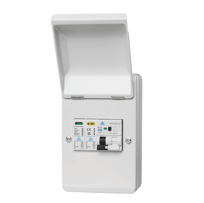 Whitecliffe WMRC32BSP Electric Vehicle (EV)/Solar Photovoltaic (PV) 4 Way Metal Consumer Unit, A Type 32A B Curve RCBO and Surge Protection Device (SPD)