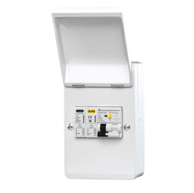 Whitecliffe WMRC40CSP Electric Vehicle (EV)/Solar Photovoltaic (PV) 4 Way Metal Consumer Unit, A Type 40A C Curve RCBO and Surge Protection Device (SPD)