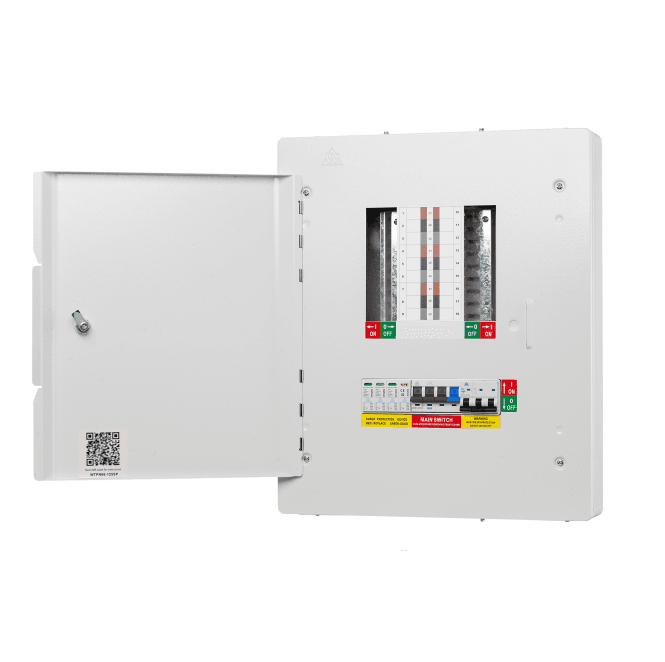 Whitecliffe WTPN06-125 6Way 3 Phase Distribution Board with 4 Pole 125A Main Switch, Type 2 SPD and a Triple Pole 32A MCB