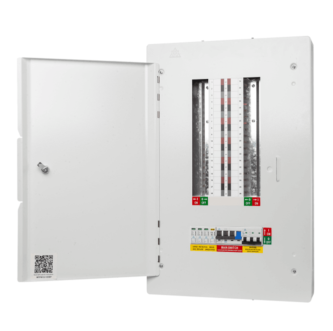 Whitecliffe WTPN12-125 12 Way 3 Phase Distribution Board with 4 Pole 125A Main Switch, Type 2 SPD and a Triple Pole 32A MCB