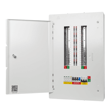 WTPN12-125 12 Way 3 Phase Distribution Board with 4 Pole 125A Main Switch, Type 2 SPD and a Triple Pole 32A MCB