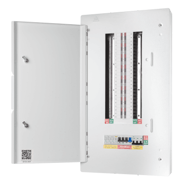 WTPN16-125 16 Way 3 Phase Distribution Board with 4 Pole 125A Main Switch, Type 2 SPD and a Triple Pole 32A MCB
