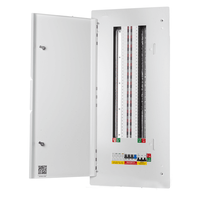 Whitecliffe WTPN24-125 24 Way 3 Phase Distribution Board with 4 Pole 125A Main Switch, Type 2 SPD and a Triple Pole 32A MCB