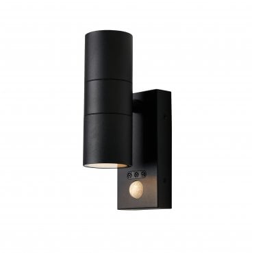 ZN-29179-BLK-65 Leto Outdoor IP65 Up Down Wall Light with PIR Sensor in a Black Finish