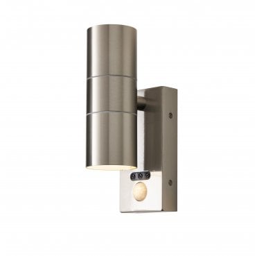 ZN-29179-SST-65 Leto Outdoor IP65 Up Down Wall Light with PIR Sensor in a Stainless Steel Finish