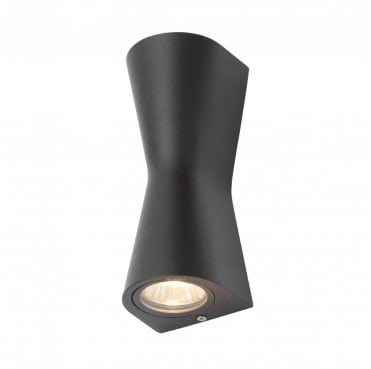 ZN-29347-BLK Skye Outdoor IP44 Double Cone Up Down Wall Light in a Black Finish