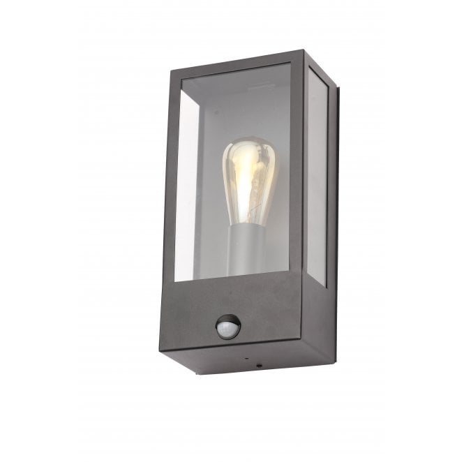 Zink ZN-32070-BLK Minerva Outdoor IP44 Box Lantern with PIR Sensor in a Black Finish