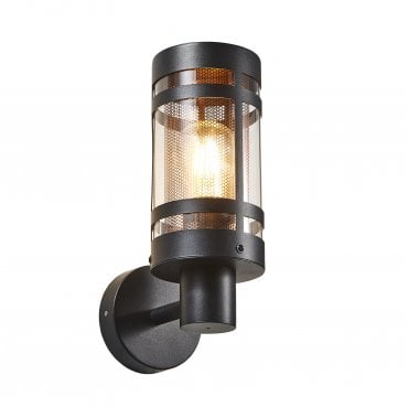 ZN-40004-BLK/BRS Gada Outdoor IP44 Wall Light in a Black with Brass Mesh Finish