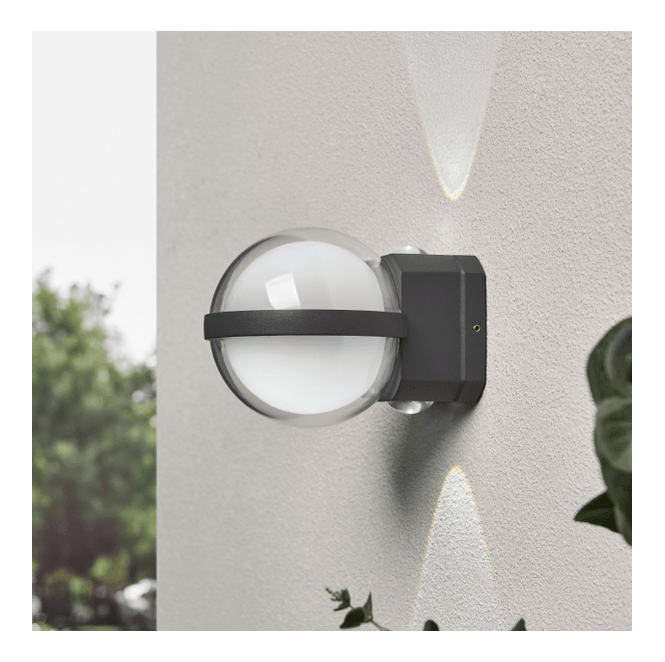 Zink ZN-44218-ANTH Anmo Outdoor IP54 2x1w LED + 3w CCT Globe Wall Light in an Anthracite Finish