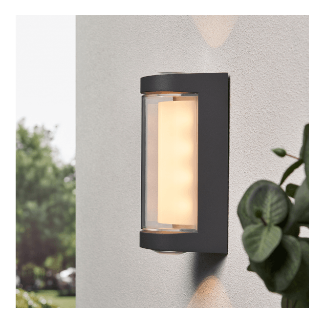 Zink ZN-44219-ANTH Anak Outdoor IP54 2x1w LED + 3w CCT Globe Wall Light in an Anthracite Finish