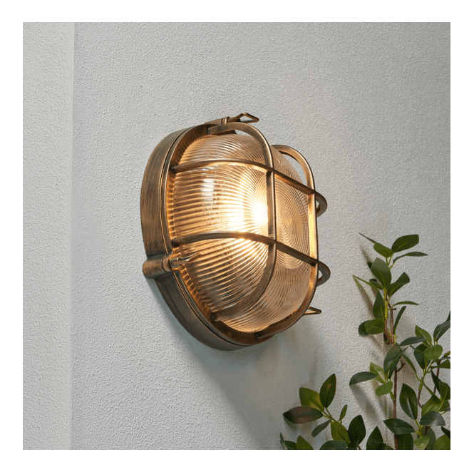 Zink ZN-44231-GLD Gali Outdoor IP44 9w Caged Round Bulkhead in a Gold Finish