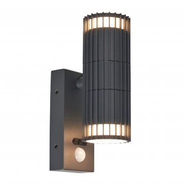 ZN-44263-ANTH Muto Outdoor IP65 Up Down Wall Light with PIR Sensor in an Anthracite Finish