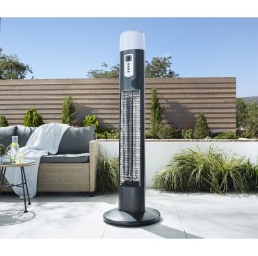 ZR-37442-GMTL Zinc Radiant Amber 3000W Floor Standing Patio Heater with LED Light in Gun metal Hammered Finish
